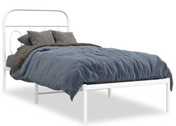 Łóżko Metalowe Białe Rama Łóżka Ze Stelażem Biała 80x200 cm WM-377157