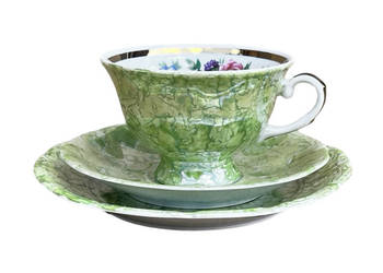 Zielony zestaw śniadaniowy, Zakład Porcelany Stołowej Karolina, Polska 1970 Zielony zestaw śniadaniowy, Zakład Porcelany Stołowej Karolina, Polska 1970