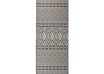 Dywan zewnętrzny o płaskim splocie 80x250 cm czarne pasy WM-340849