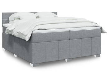 Łóżko kontynentalne z materacem jasnoszare tkanina 200x200 cm WM-3287175