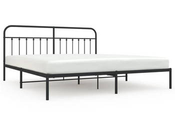 Łóżko Metalowe Czarne Rama Łóżka Ze Stelażem 193x203 cm WM-352584