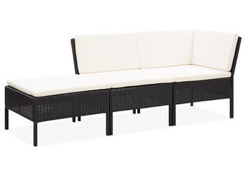 3-cz. zestaw wypoczynkowy do ogrodu poduszki rattan PE czarny WM-48960