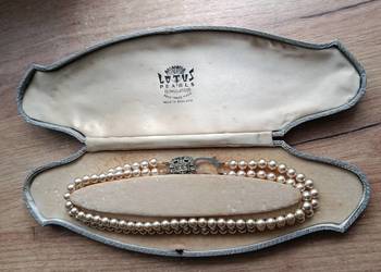 Stara kolia Lotus w etui perły vintage lata 50/60