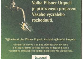 Pilsner Urquell - podstawka do piwa. Nr. 1.