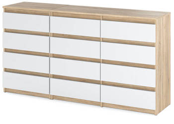 Komoda 12 Szuflad Szafka 180cm Młodzieżowa Salon Sypialnia Sonoma Biały