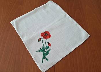 Serwetki lniane kremowe z makiem (6 szt.), 33 x 29, do sprzedania