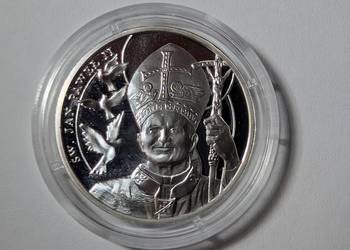 Medal Srebrny Św. Jan Paweł II 10g Ag999 + Łańcuszek + Cert.
