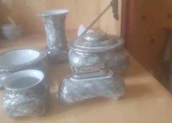Piecioelementowy porcelanowy zestaw palacza z okresu prl Karolina