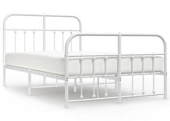 Łóżko Metalowe Białe Rama Łóżka Ze Stelażem Biała 120x190 cm WM-352642
