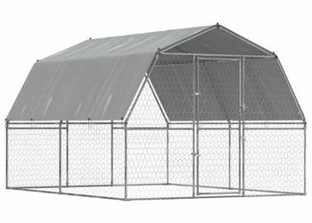 vidaXL Klatka dla psa, z zadaszeniem i drzwiczkami, srebrna(SKU:3294909)