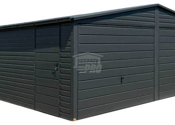 Garaż blaszany 6x6m 2x Brama uchylna drzwi Dach dwuspadowyrynny  GP595