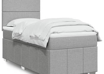 Łóżko kontynentalne z materacem jasnoszare tkanina 90x190 cm WM-3293816