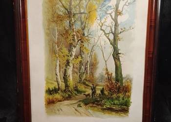 Pejzaż.Scena myśliwska w jesiennym lesie.Jeana-Jacques'a Foulona.