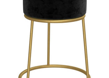 Okrągły stołek czarny obity aksamitem WM-340260