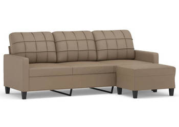 3-osobowa sofa z podnóżkiem cappuccino 180 cm sztuczna skóra WM-3201018