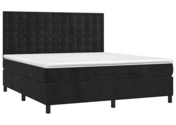 Łóżko z Materacem Kontynentalne Czarne Aksamit LED 180x200cm WM-3136379