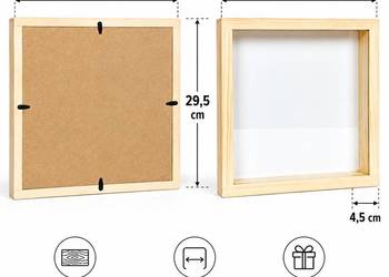 Drewniana Ramka 3D Shadow Box 29,5x29,5x4,5 cm na Pamiątki