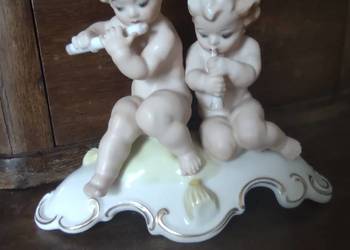Stara porcelana muzykanci putto amorki