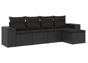 5-cz. zestaw wypoczynkowy do ogrodu poduszki czarny rattan PE WM-3222484