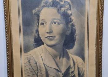 Oryginalny Portret Kobiecy 1947 Krawczyk Vintage Retro