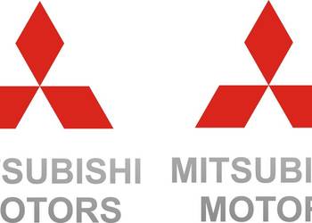 MITSUBISHI MOTORS 2szt  7x8cm srebrne Naklejki Tuningowe na  Samochód