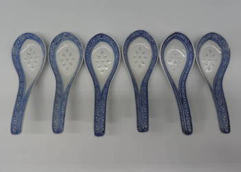 Chińskie porcelanowe łyżki, 6 szt., porcelana ryżowa