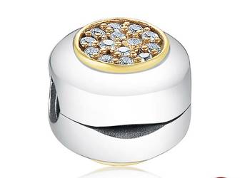 Pandora Charm Moments koralik klips cyrkonie w ramce