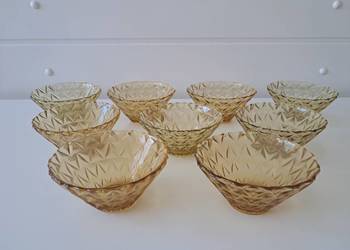 Salaterki szklane w kolorze bursztynowym, przezroczyste, Vintage