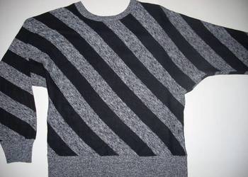 Sweter Sweterek czarny szary vintage  40 L