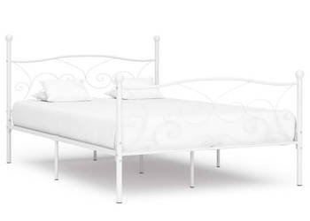 Łóżko Metalowe Białe Rama Łóżka Ze Stelażem Biała 160 x 200 cm WM-284451