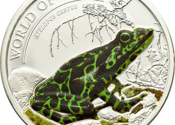 Srebrna moneta kolekcjonerska z serii „ Word Of Frogs” – Żaba Green