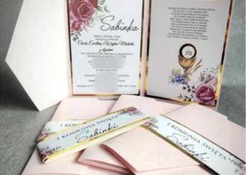 Zaproszenia ślubne, na chrzest, komunie, roczek, urodziny ze zdjeciem