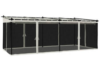 Altanka ze ścianami z siatki kremowa 6x3 m stal WM-4003914
