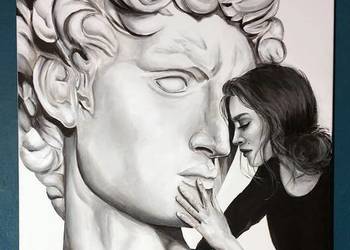 Obraz kobieta portret posąg Dawida nowoczesny duży do sypialni salonu