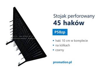 Czarny stojak perforowany z 45 hakami mobilny ekspozytor sklepowy
