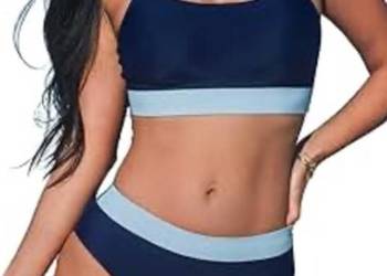 nowy granatowy dwuczęściowy strój kąpielowy cupshe rozmiar M brak paragonu