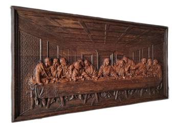 Drewniana płaskorzeźba  „Ostatnia Wieczerza” –prezent świąteczny, obraz 3D
