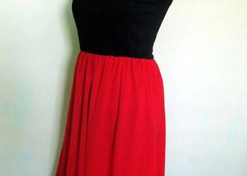 Sukienka - dzianina i szyfon - 36 S - biust 88+ cm