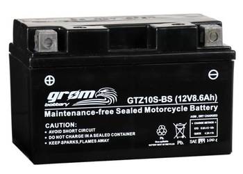 Akumulator motocyklowy 12V 8.6Ah 160A GROM GTZ10S-BS YTZ10S-BS L+