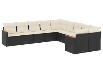 10-cz. zestaw wypoczynkowy do ogrodu poduszki czarny rattan PE WM-3226350
