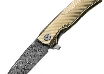 Nóż składany LionSteel ROK Gold Titanium, Chad Nichols Scrambled Damascus…