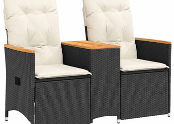 Rozkładana sofa ogrodowa dla 2 os. ze stolikiem czarna WM-365720