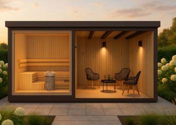 Sauna ogrodowa z wiatą - 500x245x230cm - projekty - Częstochowa