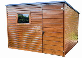 SCHOWEK DOMEK OGRODOWY 3m x 2m SPAD TYŁ OKNO DRZWI DREWNOPODOBNY 3X2 GB259