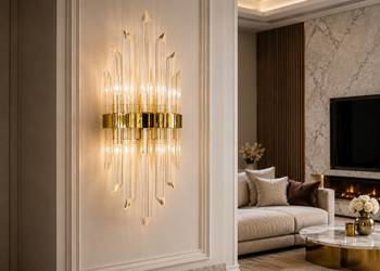 Kinkiet LUCY Kryształowy Złoty Lampa Ścienna Designerska Glamour
