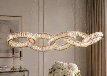 Żyrandol nowoczesny kryształowy glamour, podłużna lampa wisząca