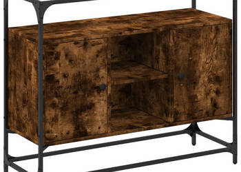Szafka boczna ze szklanym blatem przydymiony dąb 98x35x81 cm WM-846071