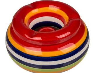 Duża Popielniczka Ceramiczna w Kolorowe Paski