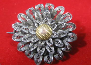 Stara Broszka Srebrna   Vintage Filigran