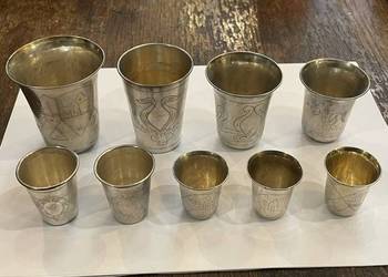 Zestaw 10 srebrnych żydowskich kubków kidduszowych – Rosja carska, 125,20 g